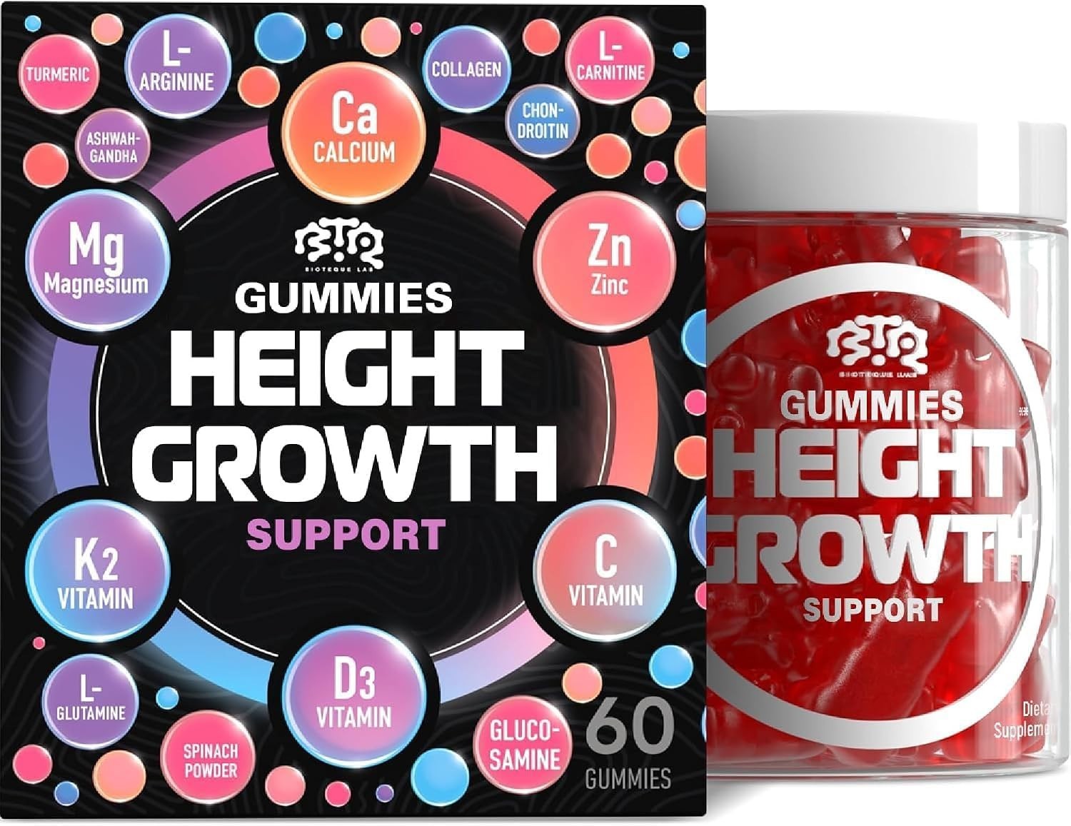 BIOTEQUELAB Height Growth Increase Gummies VitaminsMultivitamin for Teens, Kids,