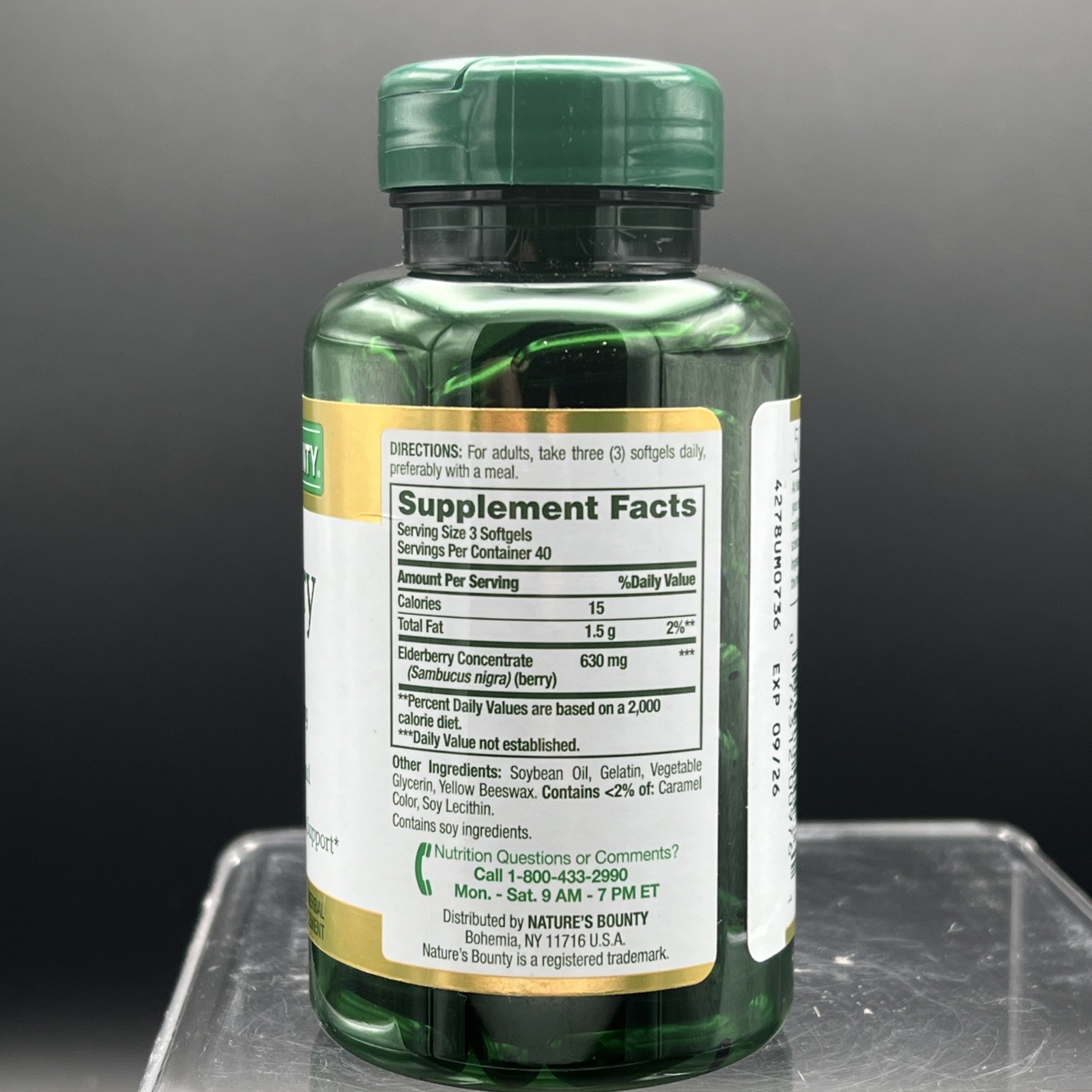 Nature’s Bounty Sambucus Elderberry Herbal, Rapid Release Softgels- 120ct- 09/26