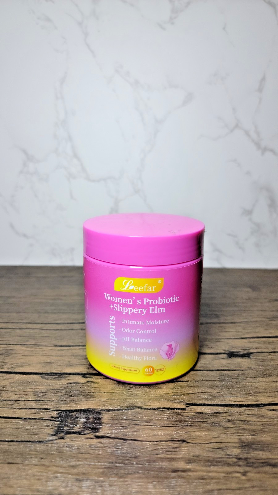 LEEFAR Her Juicy Feminine Probiotic Gummies Women pH Balance Slippery Elm 60 Ct