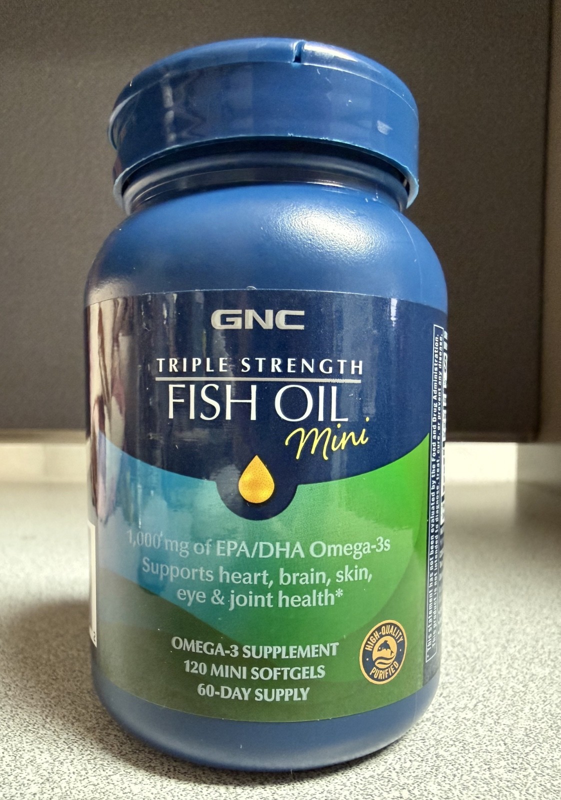 GNC Triple Strength Fish Oil Mini – 120 Mini Softgels – Exp. 10/28