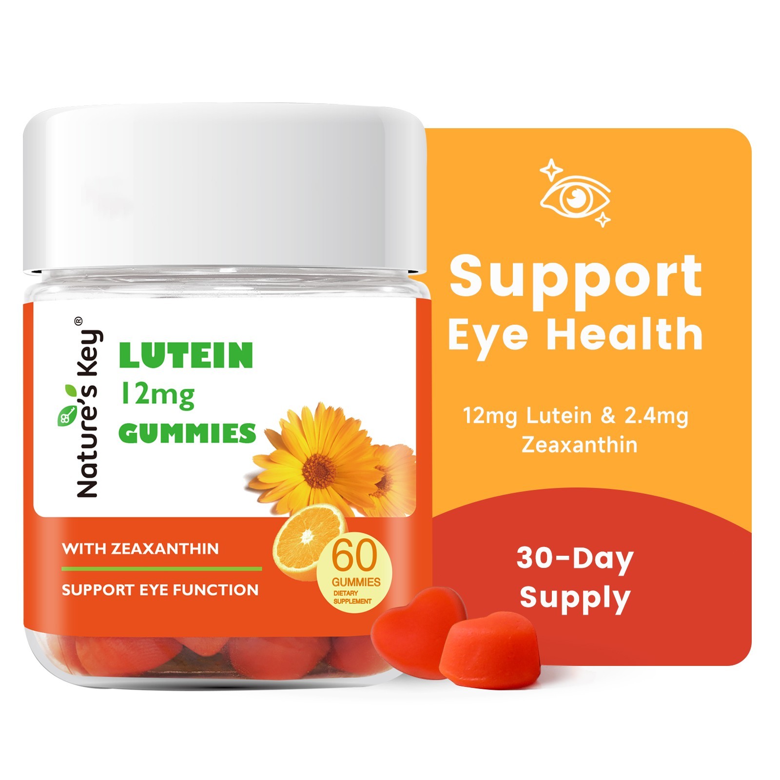 Nature’s Key Lutein Gummies 12mg with Zeaxanthin & Vitamin A