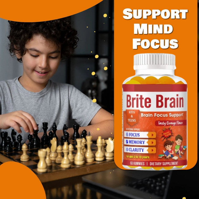 Kids Brain Booster Focus Booster, Omega+DHA Gummies, Memory & Mental Clarity
