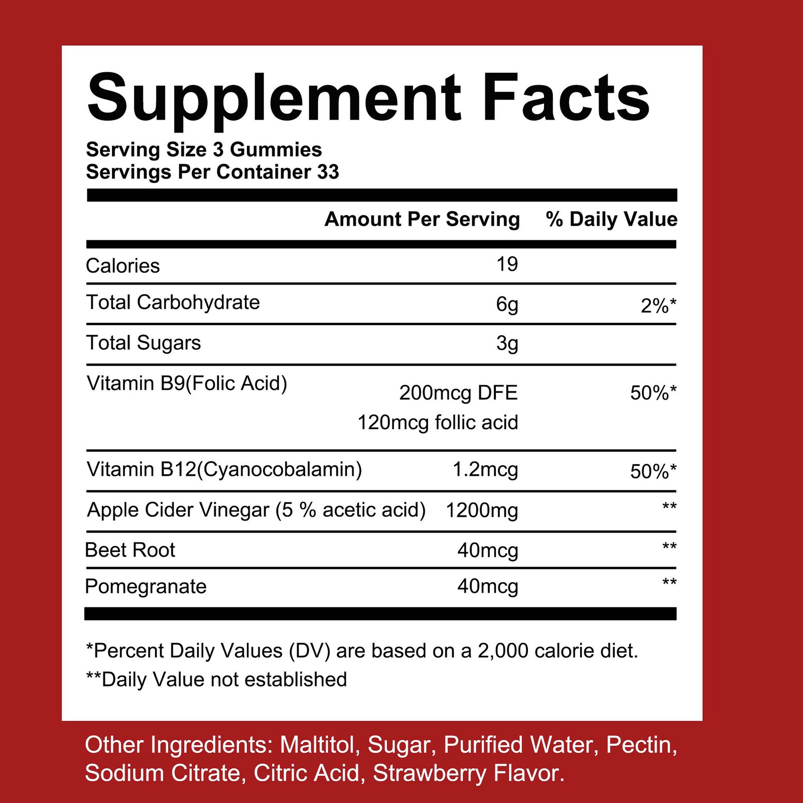 Apple Cider Vinegar 100pcs – Weight Management, Promote Balance Intestinal Flora