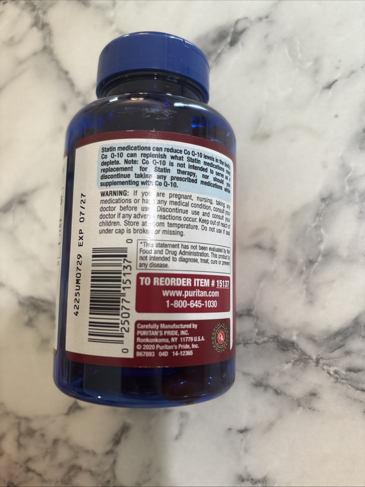 Puritan’s Pride Q-sorb Co Q-10 100mg Rapid Release Softgels -240 Count Exp 07/27
