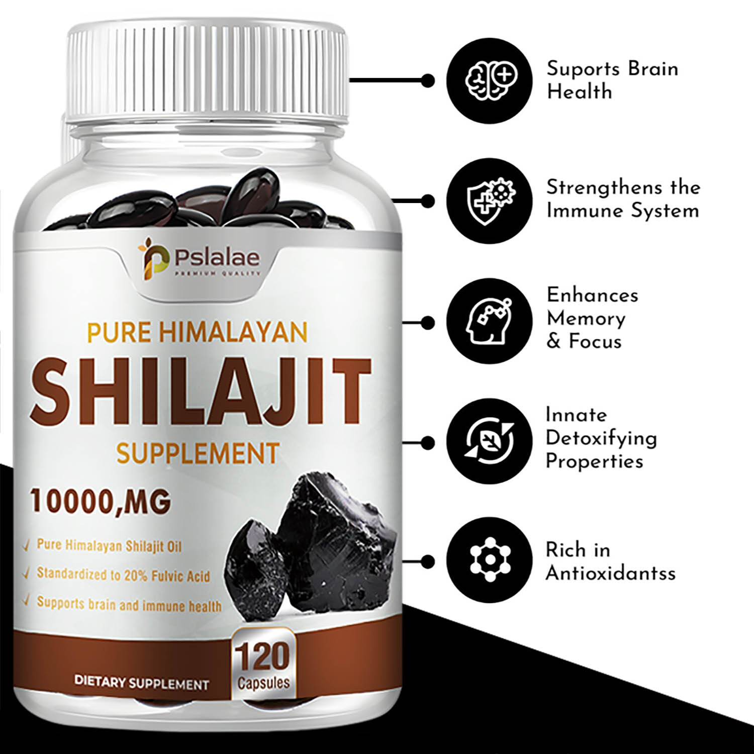 Pure Himalayan Shilajit 10000mg – Fulvic Acid – Stamina, Strength, Performance