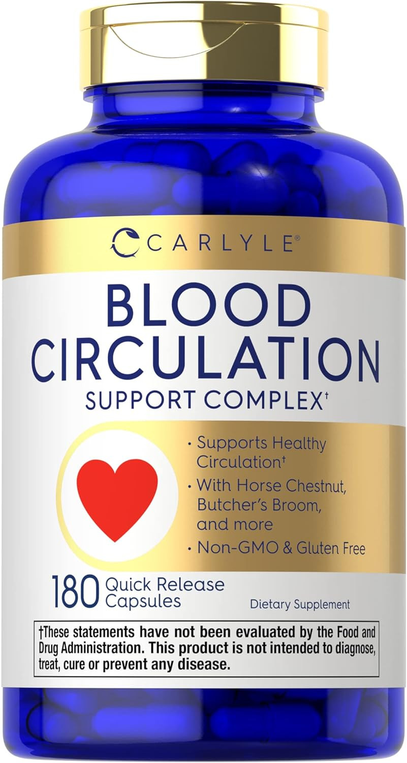Blood Circulation Supplement 180 Capsules Supports Healthy Circulation Non-Gmo,