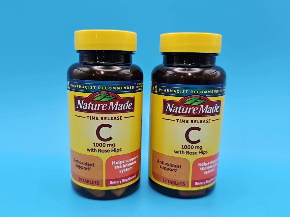Nature Made Time Release Vitamin C 1000mg Rose Hips 60 Tablets Lot Of 2 EXP 9/29