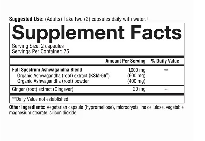 2 Pack youtheory Ashwagandha 1000 mg, 150 Vegetarian Capsules