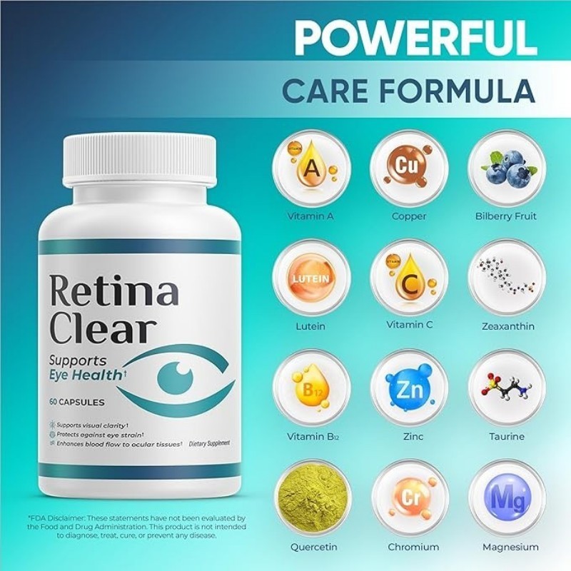 Retina Clear Vision Supports Supplement – Eye Wellness Formula featuring Lutein