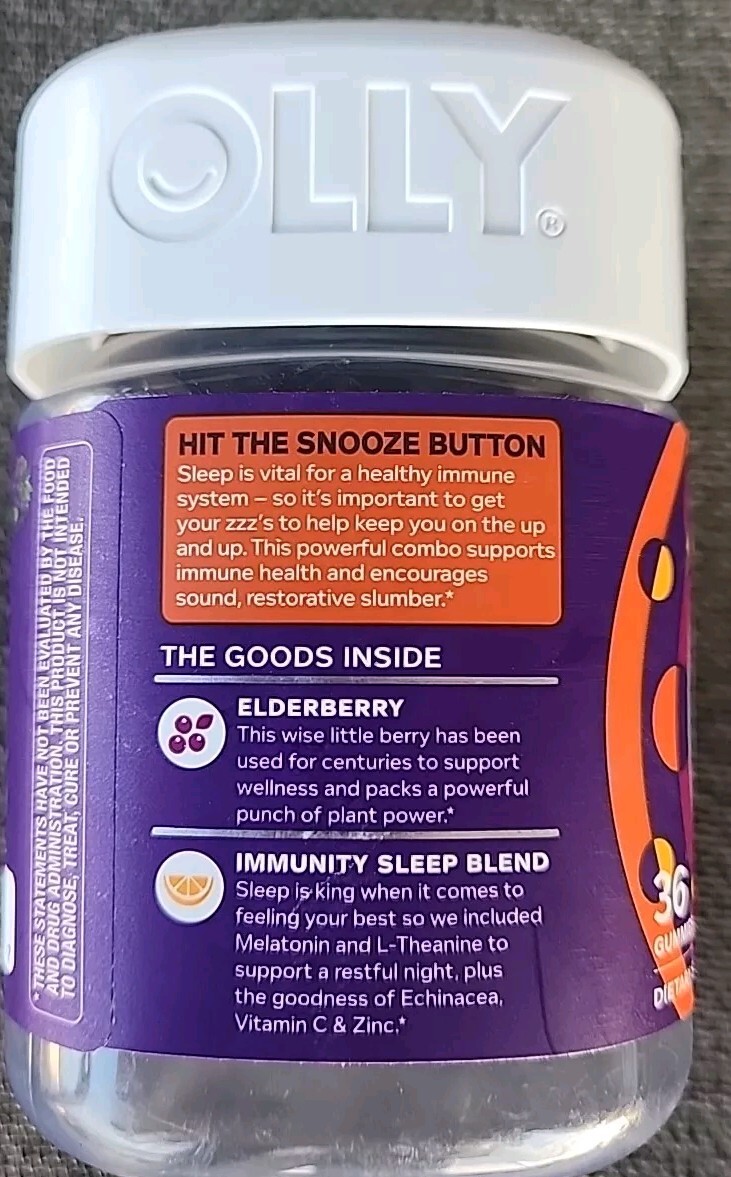 OLLY Immunity Sleep + Elderberry Midnight Berry 36 Gummies Exp Date 09/26