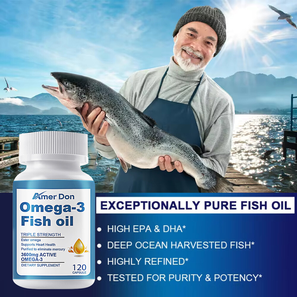 Fish Oil 3600 mg with Omega 3 EPA & DHA – Triple Strength Omega 3 Supplement 120