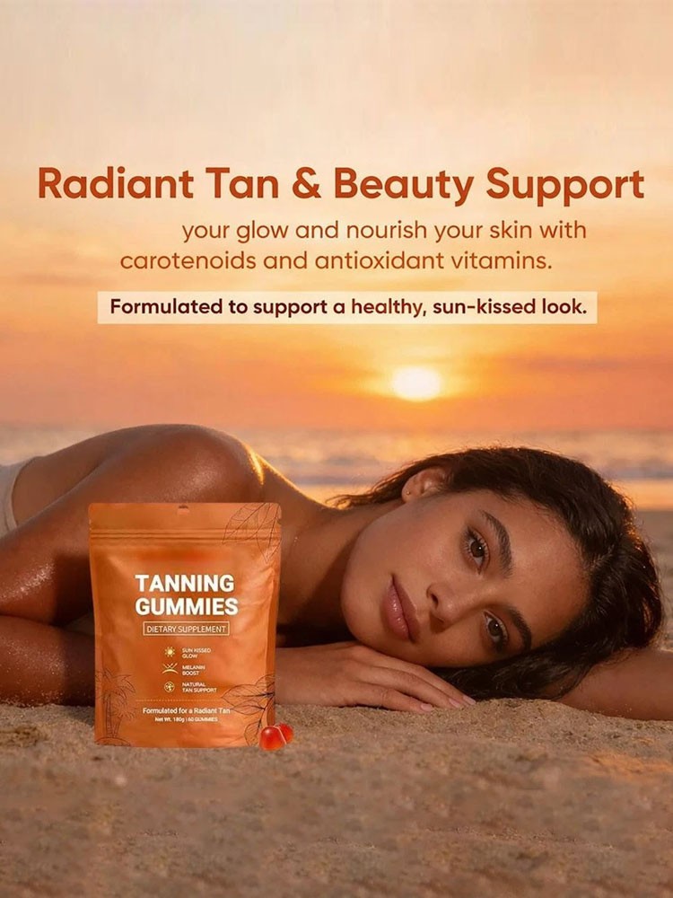 60pcs Daily Tanning Gummies Vitamin Blackening Gummies – Enhance Skin Melanin