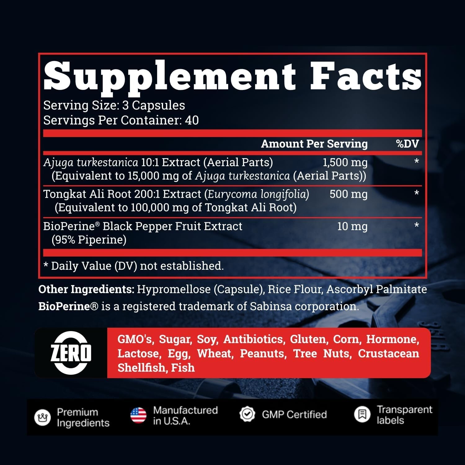 Turkesterone 15,000mg – 120 Capsules, Non-GMO & Gluten-Free Supplement USA–