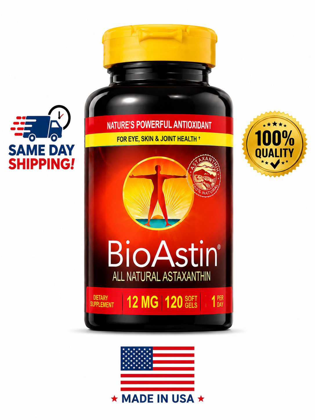 BioAstin Hawaiian Astaxanthin 12mg 120 Softgels Dietary Supplement Sealed