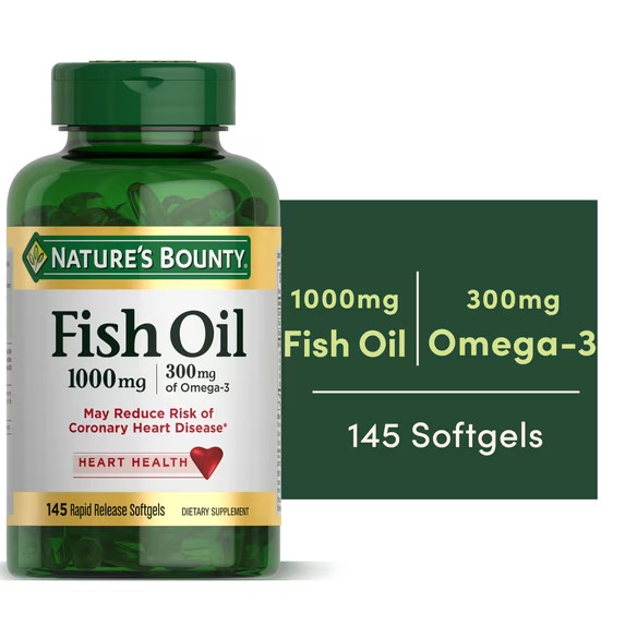 Nature’s Bounty Fish Oil With Omega 3 Softgels, 1000 Mg, 145 Ct