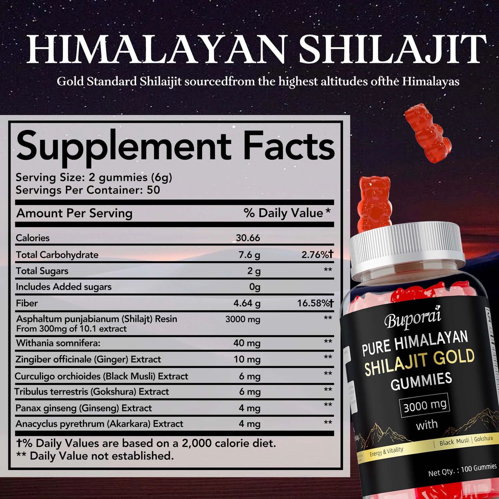 Pure Himalayan Shilajit Gold 100pcs – Energy Boost Help with Muscle Recovery