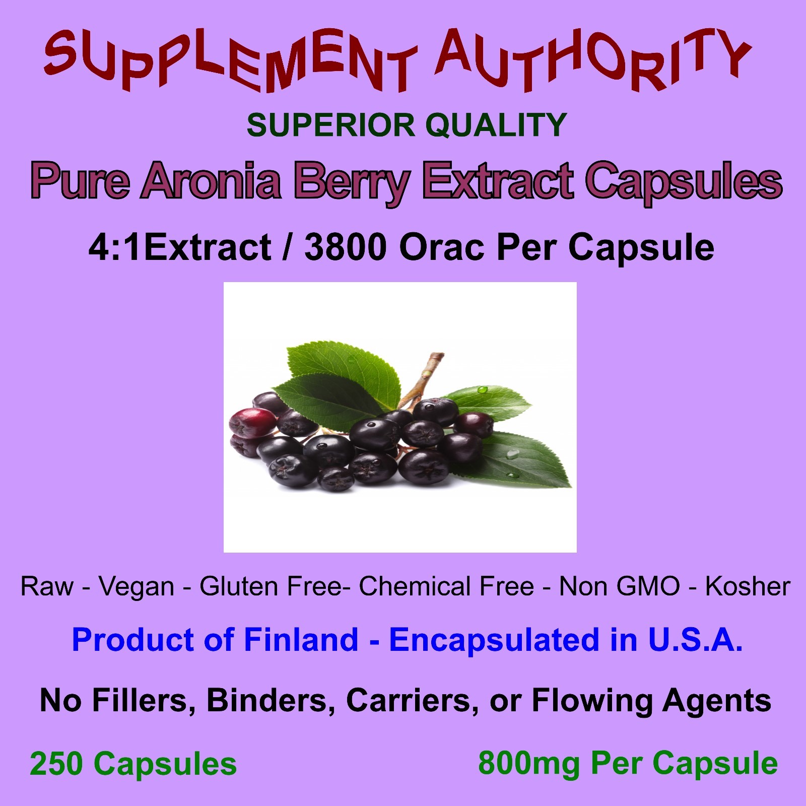 Aronia Berry Extract Powder Capsules 4:1 / 3800 Orac Per Capsule ~ NEW & FRESH!~