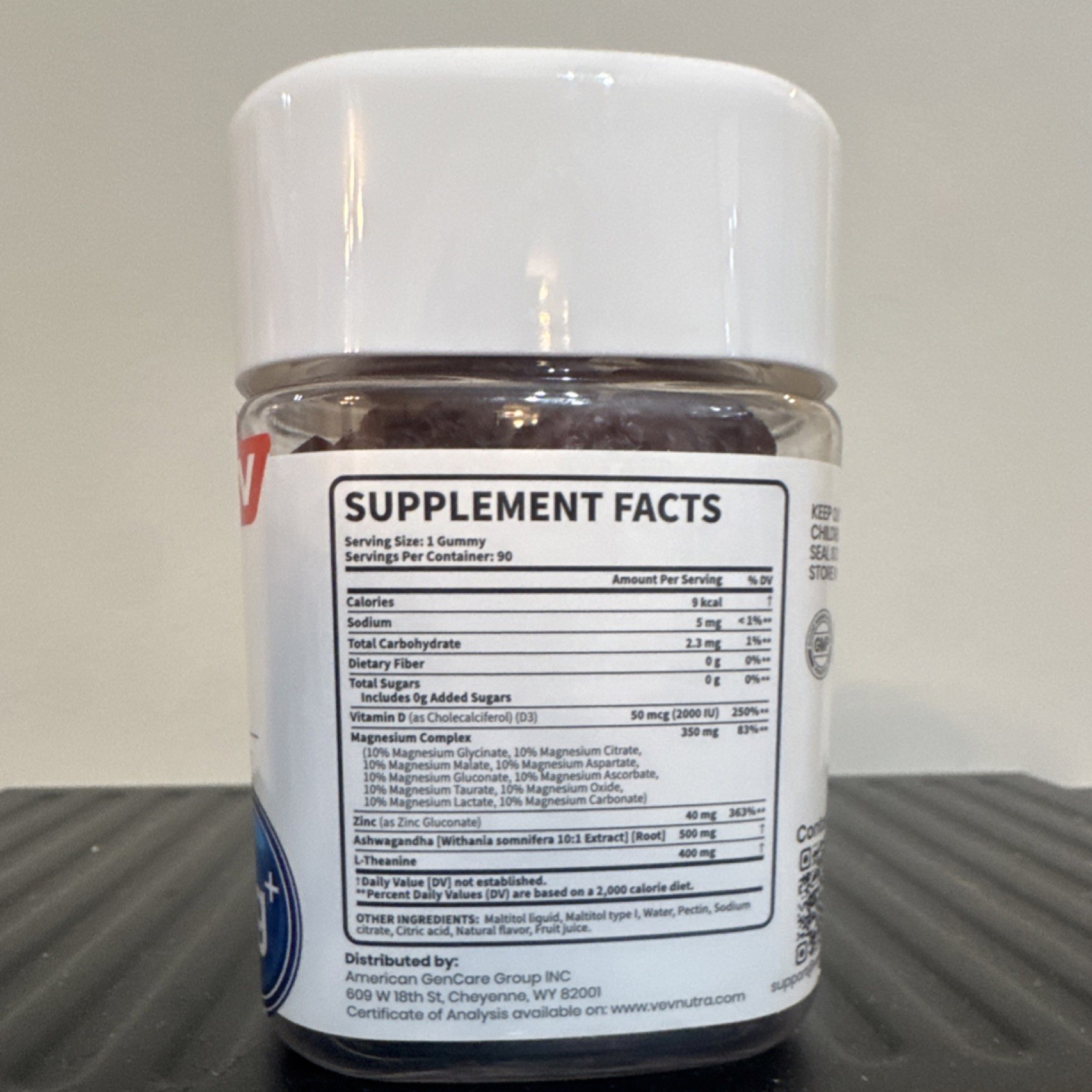 VEV DeepCalm Magnesium Complex Gummies Sugar Free 90ct D3 Ashwagandha Sleep