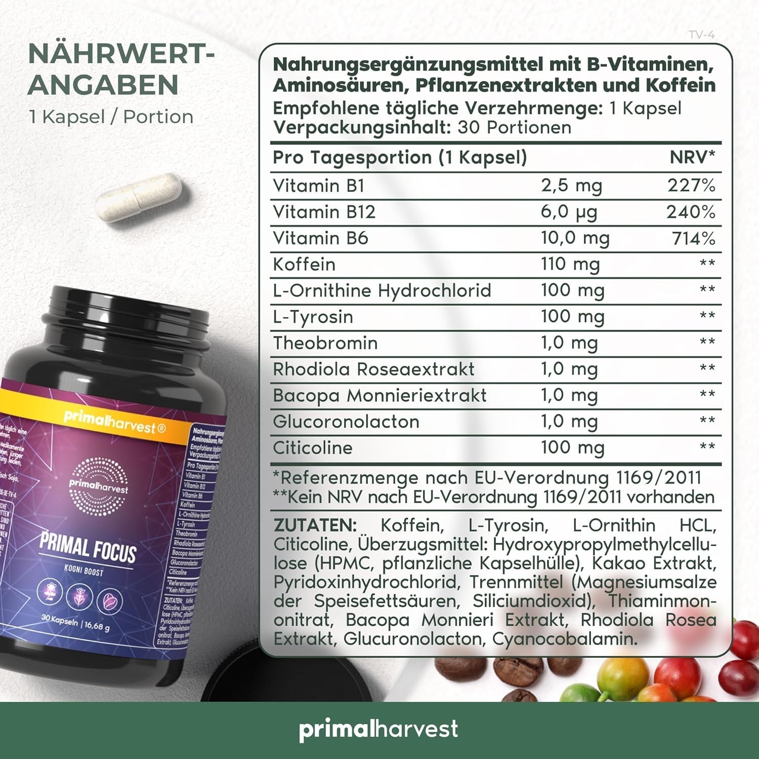 Primal Harvest, Primal Mind Fuel, 30 Capsules
