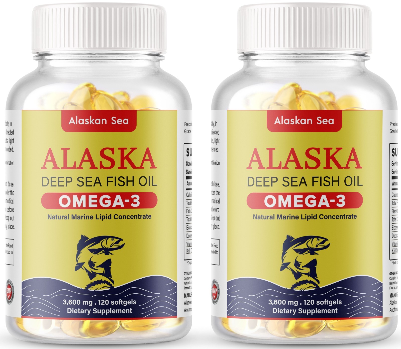 Omega 3 Fish Oil – 3600MG 240 Softgels (120 Serv) – 5x Strength USA Made