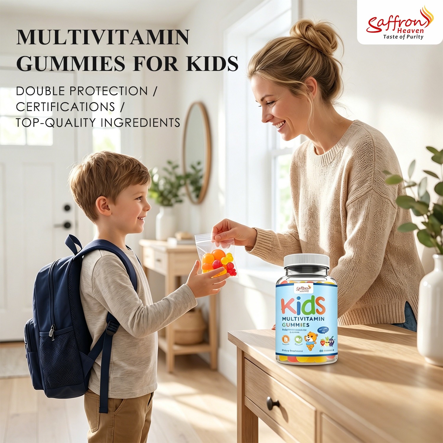 (PACK 3 )SAFFRON HEAVEN KIDS MULTIVITAMIN GUMMIES 60 COUNT | MIXED FRUIT FLAVOR