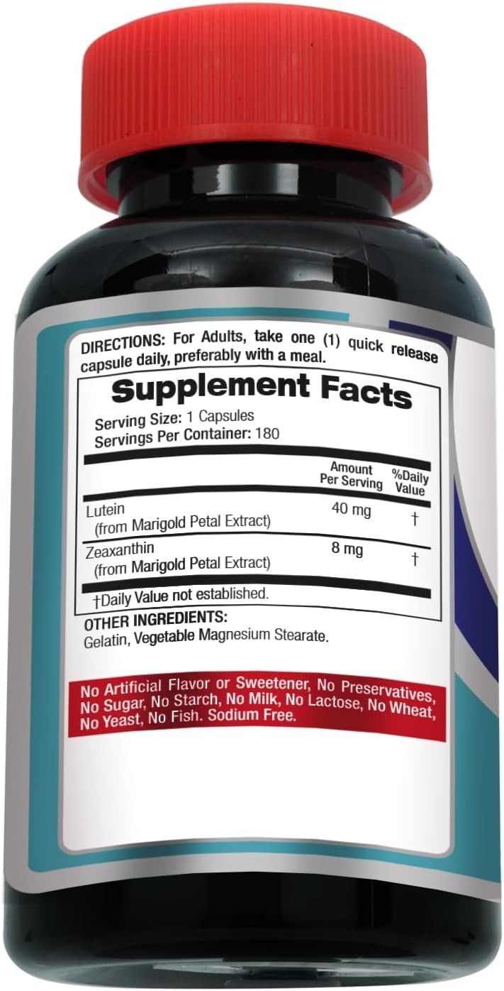 Lab | Lutein |180 Capsules |40 Mg| Lutein 40Mg | Lutein and Zeaxanthin Supplemen