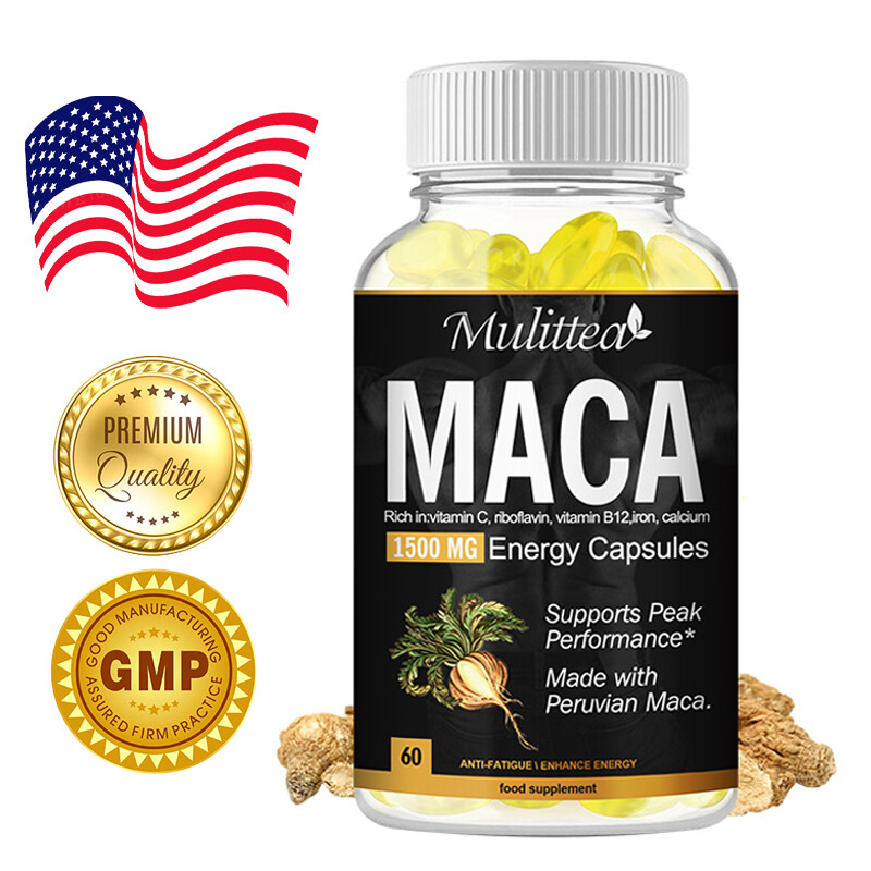 MACA ROOT Capsules | 60 Pills | Peruvian Maca Extract for Men Organic Vitamins