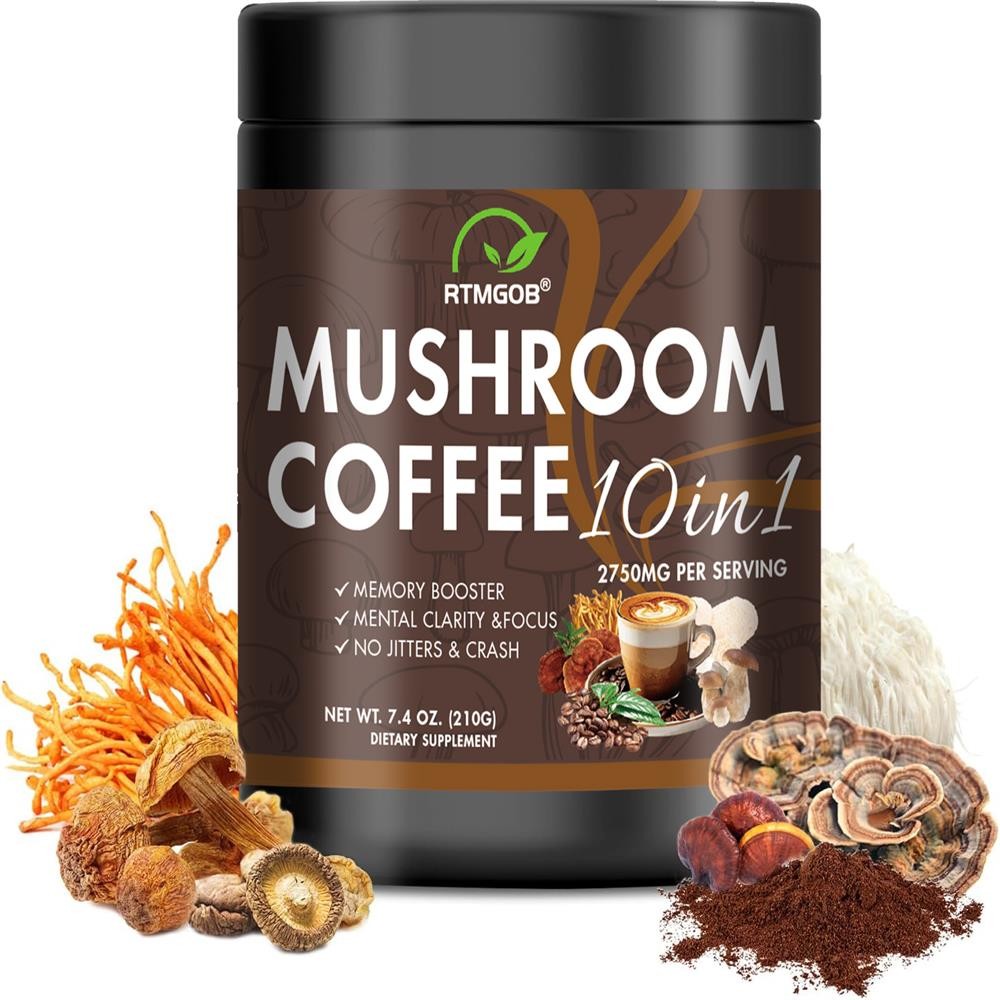 1-3x Organic Instant Coffee Powder Mushroom Coffee 210G Brain Memory Focus Boost
