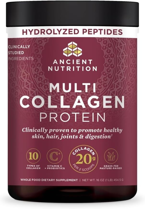 Ancient Nutrition Multi Collagen Protein Powder Probiotics Skin Hair Nails 16oz