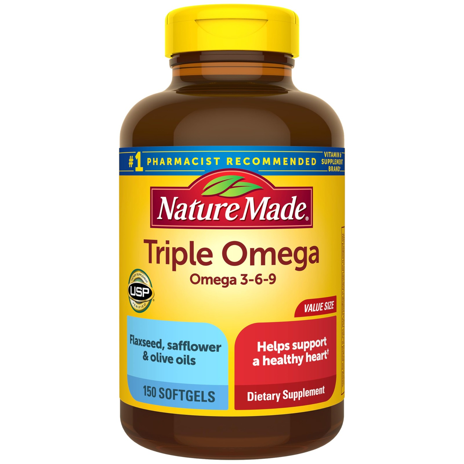 Nature Made Triple Omega 3 6 9 Supplements, 150 Count (Pack of 1), No Color