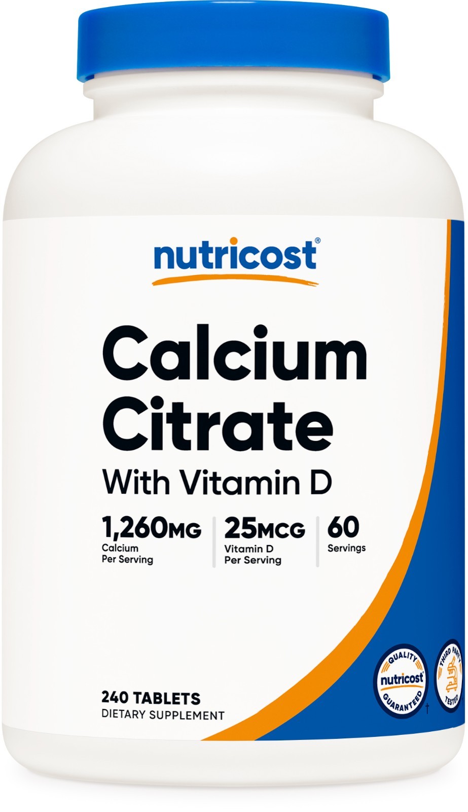 Nutricost Calcium Citrate (1,260mg) With Vitamin D (25mcg) 240 Tablets – 60 Serv