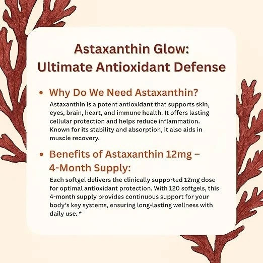 1 PACK Astaxanthin 120 Softgels 12mg – Supports Eye Health and Joint Health