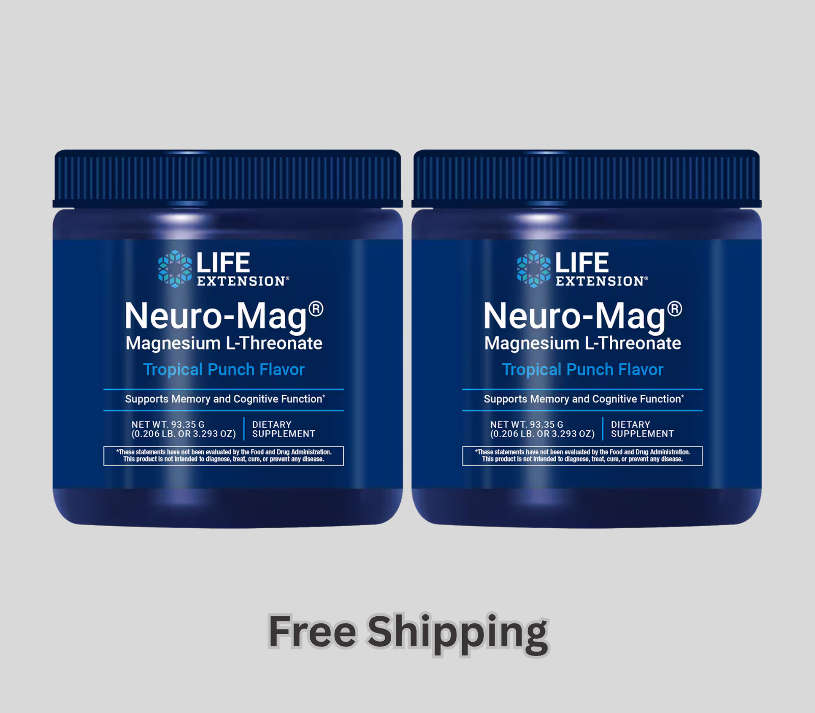 2X Life Extension Neuro-Mag Magnesium L-Threonate (Tropical Punch) Powder 93.35g