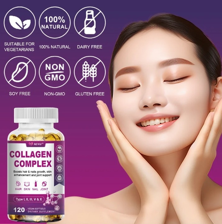 Multi Collagen Peptides Softgel – Type I, II, III, V, X – Hydrolyzed Collagen