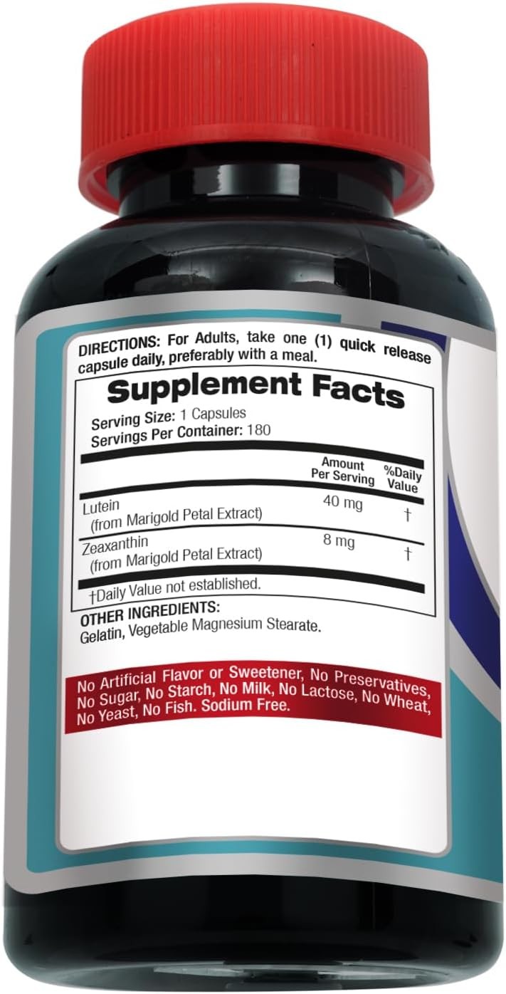 Lab | Lutein |180 Capsules |40 Mg| Lutein 40Mg | Lutein and Zeaxanthin Supplemen