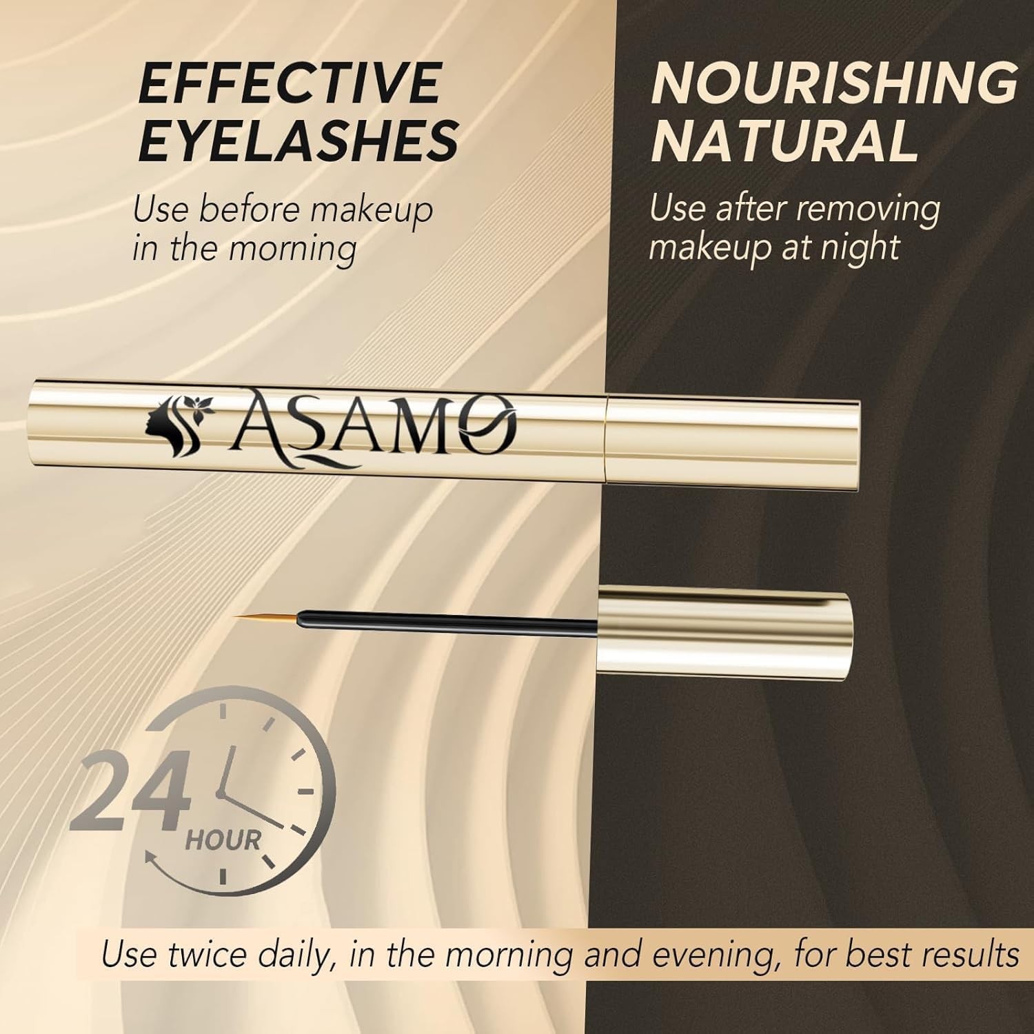 Eyelash Growth Serum – 15 Plant Extracts 0.1 Fl Oz (Pack of 1), Bright Gold