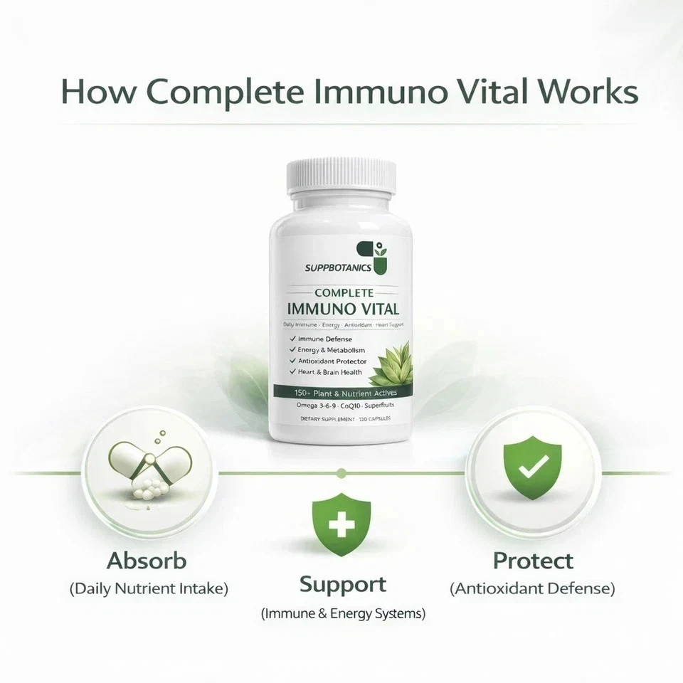 2 Pack SuppBotanics Immuno Vital Immune Support 150+ Nutrients 120 Caps