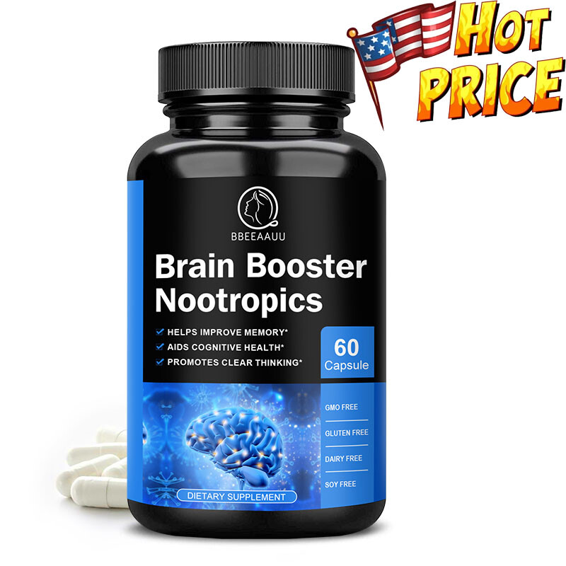 Brain Booster Nootropic Supplement Improve Memory & Focus,Cognitive Health 60Pcs