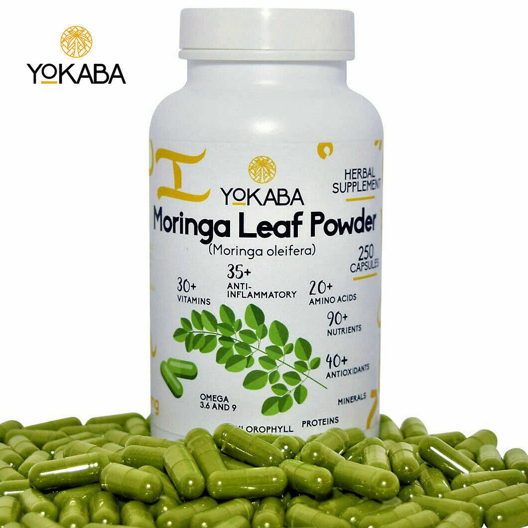 500 Capsules Moringa Oleifera Leaf Powder 5000mg – Organic Herbal Extract YOKABA