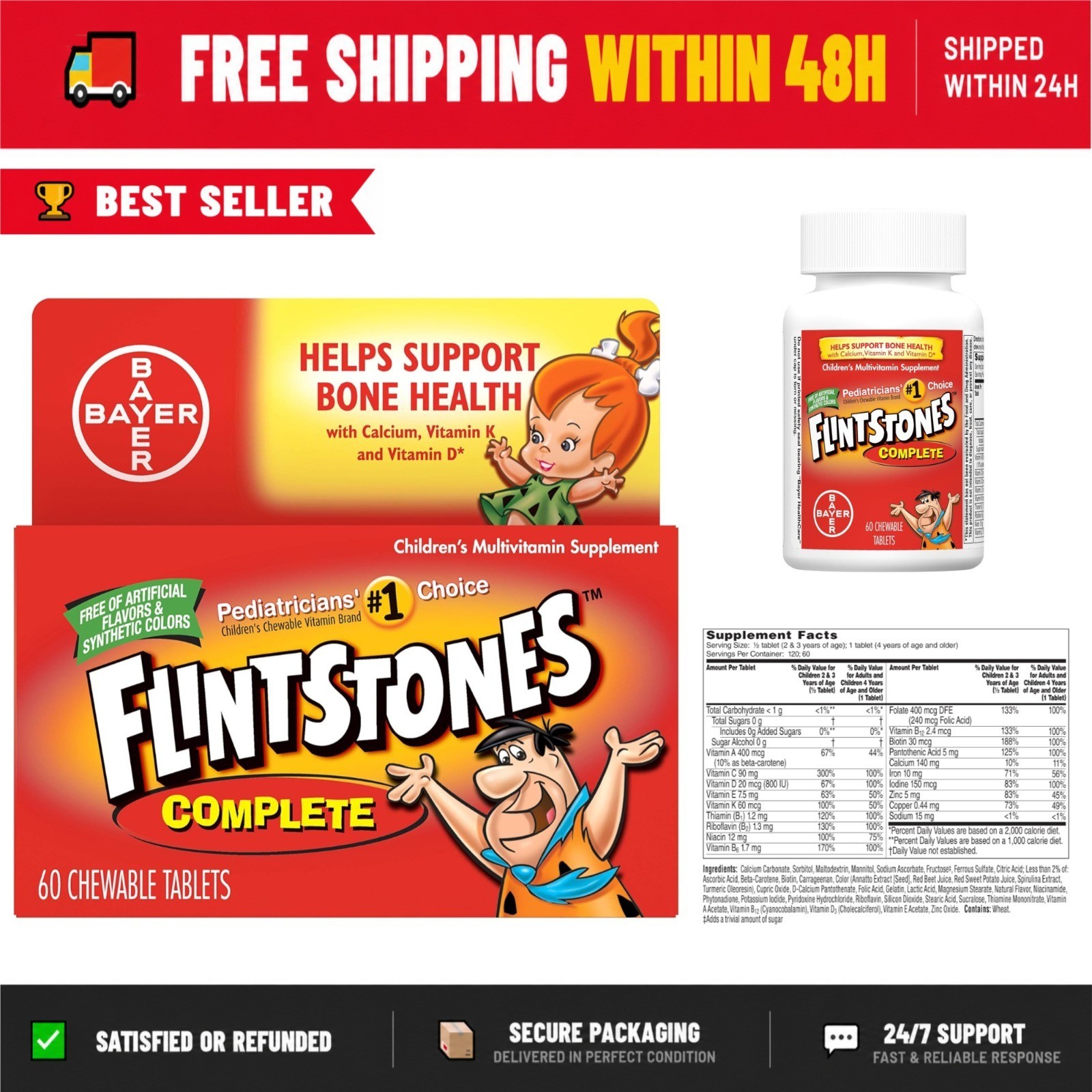 Flintstones Complete Children’s Multivitamin Chewable Tabs 60 Count