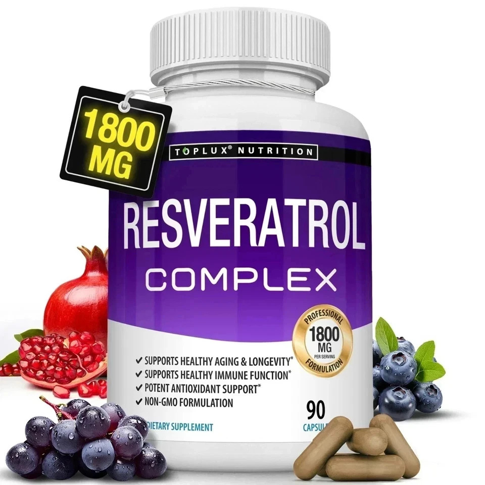 Resveratrol Supplement 1800 mg Antioxidant Complex – Highly Potent Natural Pills