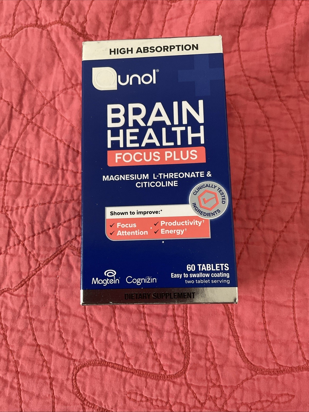 Qunol Brain Health Focus Plus Supplement 60 Tablets *SHIPS FREE* exp 05/2027
