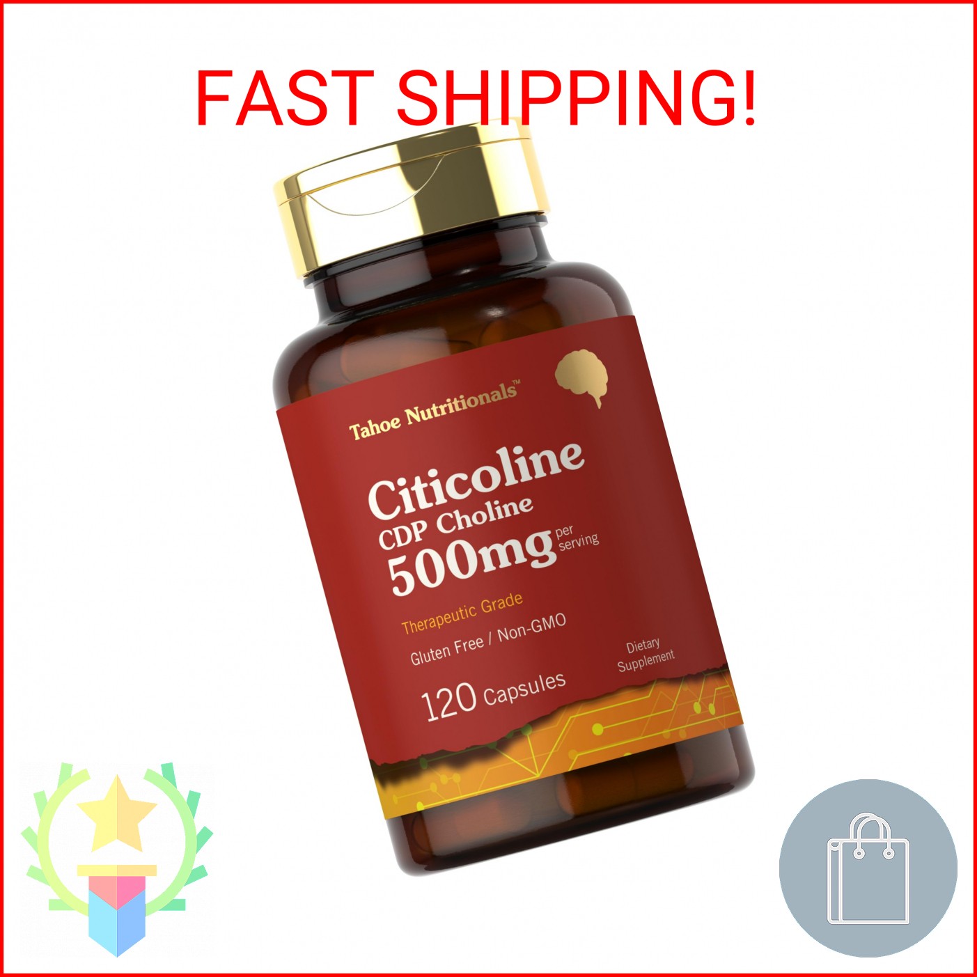 Tahoe Nutritionals Citicoline Supplement | 500mg | 120 Capsules | CDP Choline |