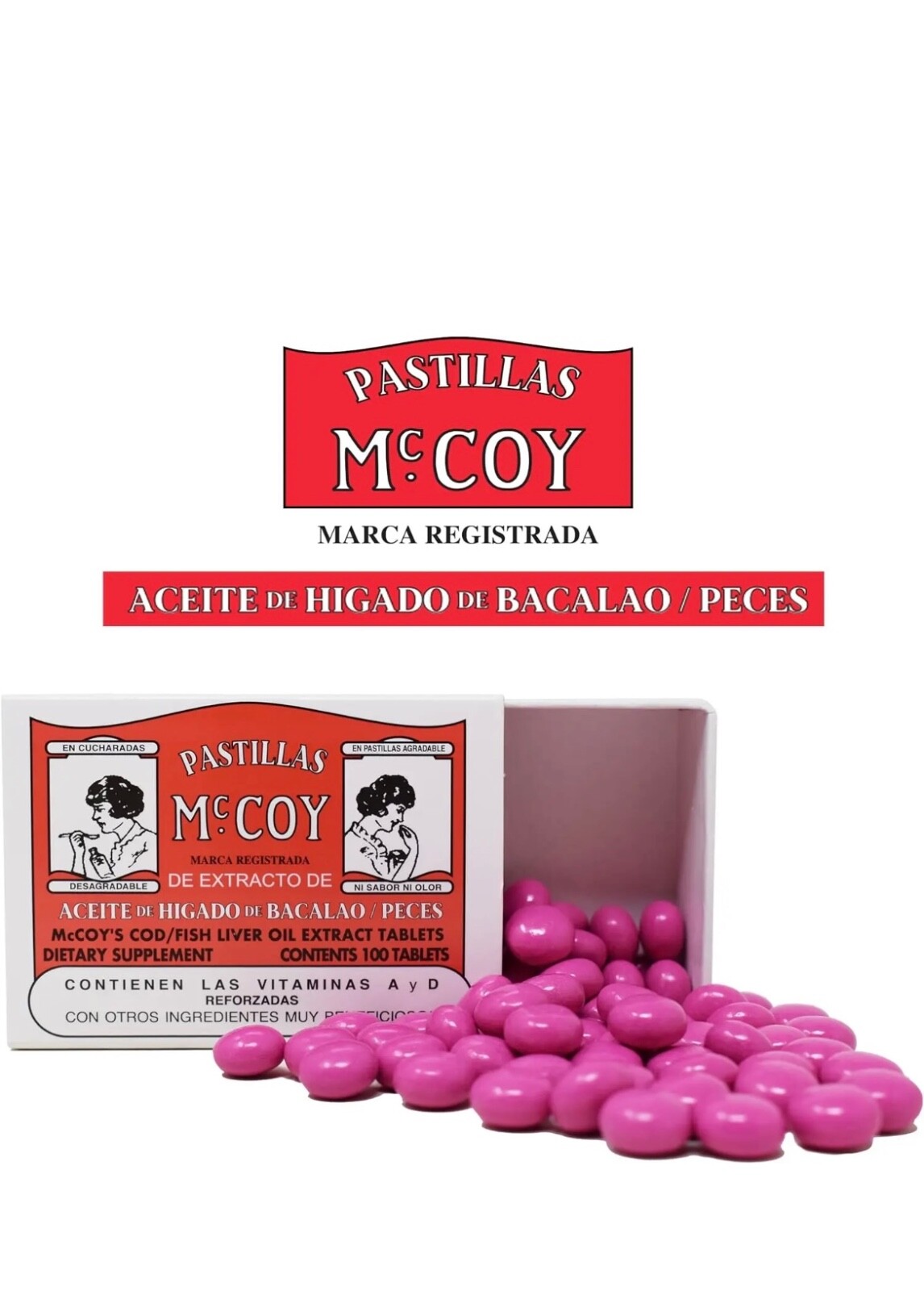 Pastillas Mccoy Cod/Fish Liver Oil Extract. 100 tablet