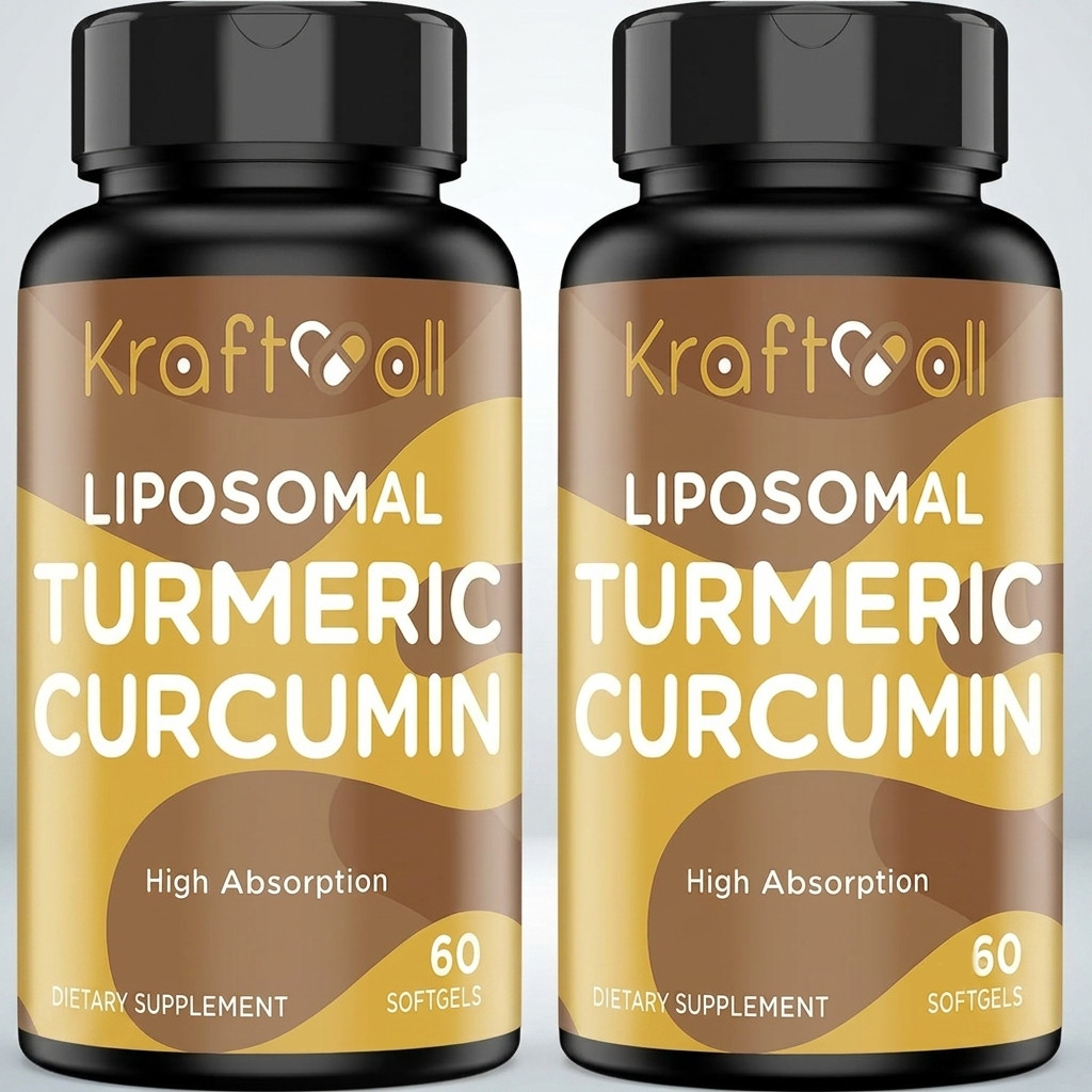Liposomal Turmeric Curcumin 2200mg Black Pepper Supplement 2 Bottles 120 Ct (80)