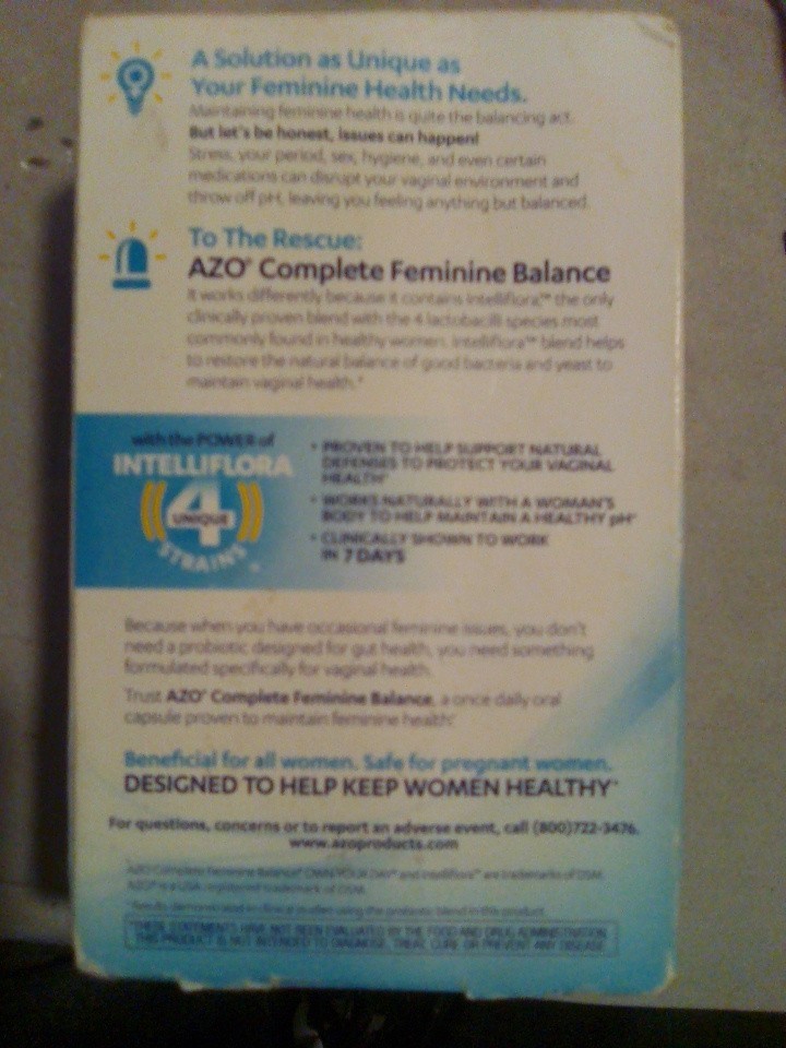 AZO Complete Feminine Balance Probiotic Capsules – 30 Pieces (expires 06/2026)