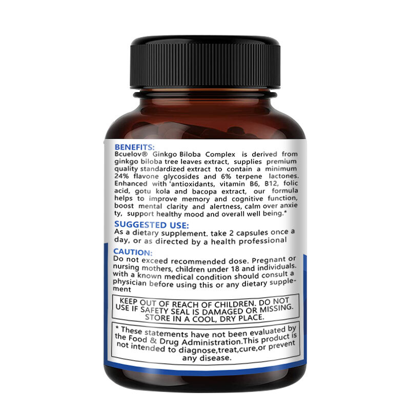 Ginkgo Biloba 5000mg |30/60/120Capsules | Non-GMO,Gluten Free for Brain Function