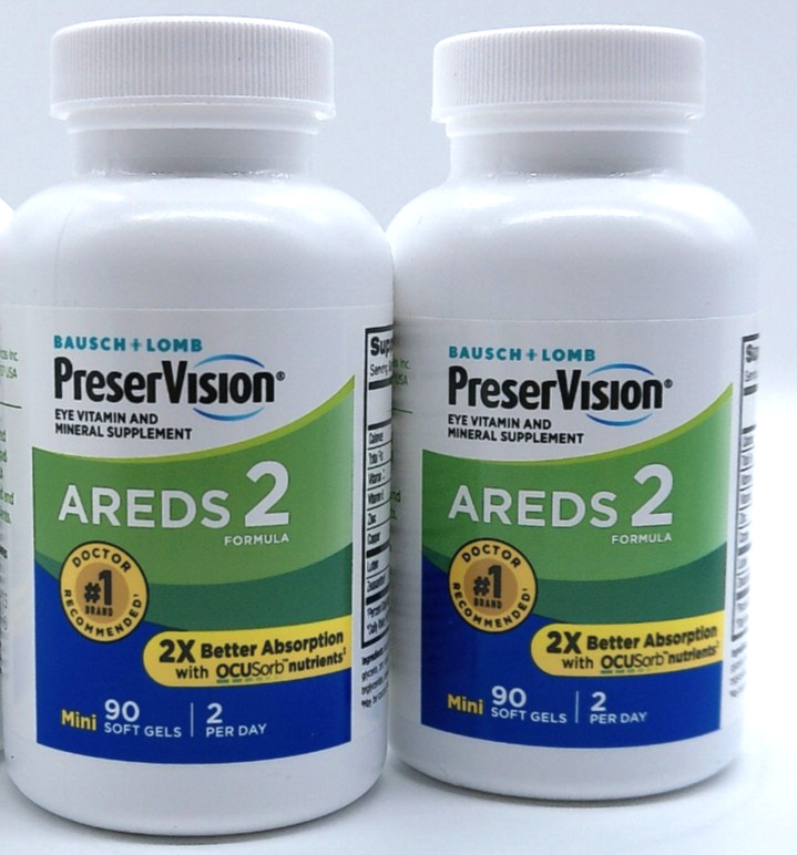 2PK- Bausch + Lomb Preservision AREDS2, 180 Total Mini Softgels, Exp. 9/27