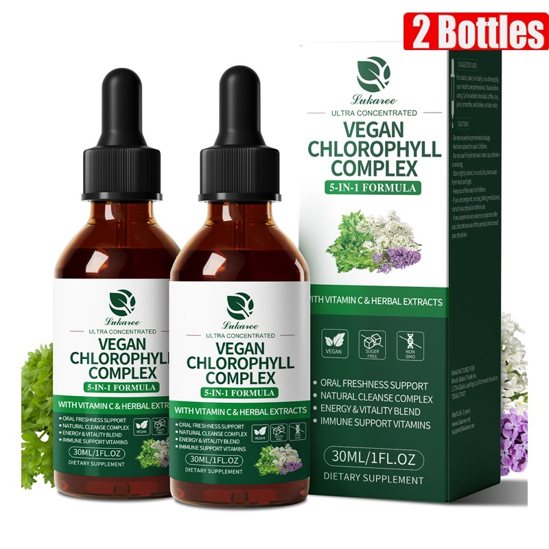 2 Pack Liquid Chlorophyll Drops For Immune Support – Peppermint Flavor 200mg
