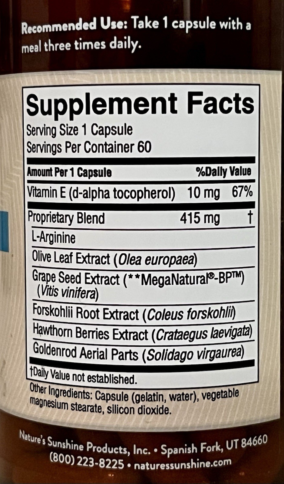 Nature’s Sunshine Blood Pressurex 60 Capsules Dietary Supplement NEW